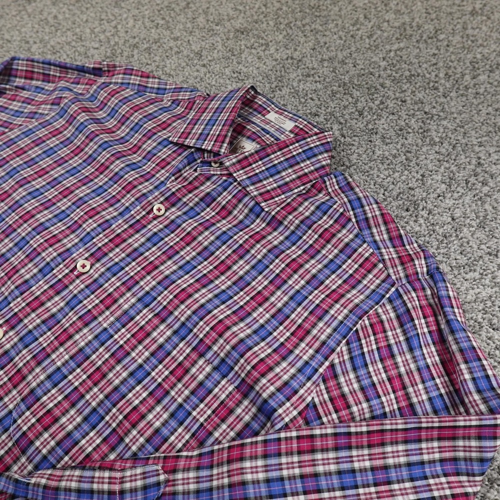 Peter Millar Shirt Mens M Pink Blue‎ Plaid Button Up Long Sleeve Preppy Casual